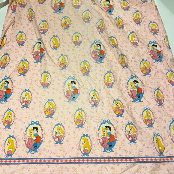 Vintage Disney Sleeping Beauty Princess Pink Flat Bed Sheet - Picture 1 of 16